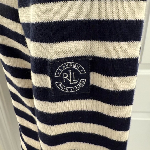 Lauren Ralph Lauren 100% Cotton Women Pullover Sweater 1/4 Zip Striped Size M - Picture 3 of 8